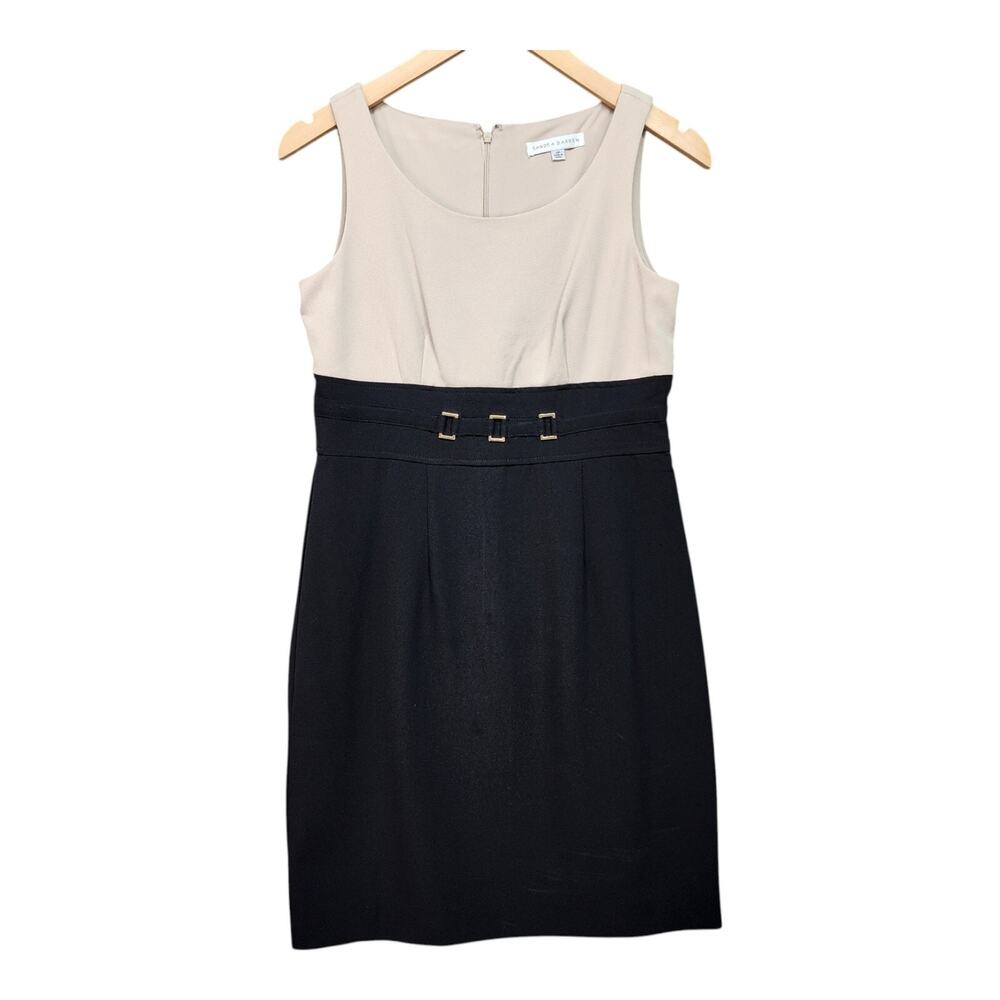 NWT Sandra Darren Petite 4P Black Tan Knit Shift Dress Lined Career Office Churc - Picture 9 of 15